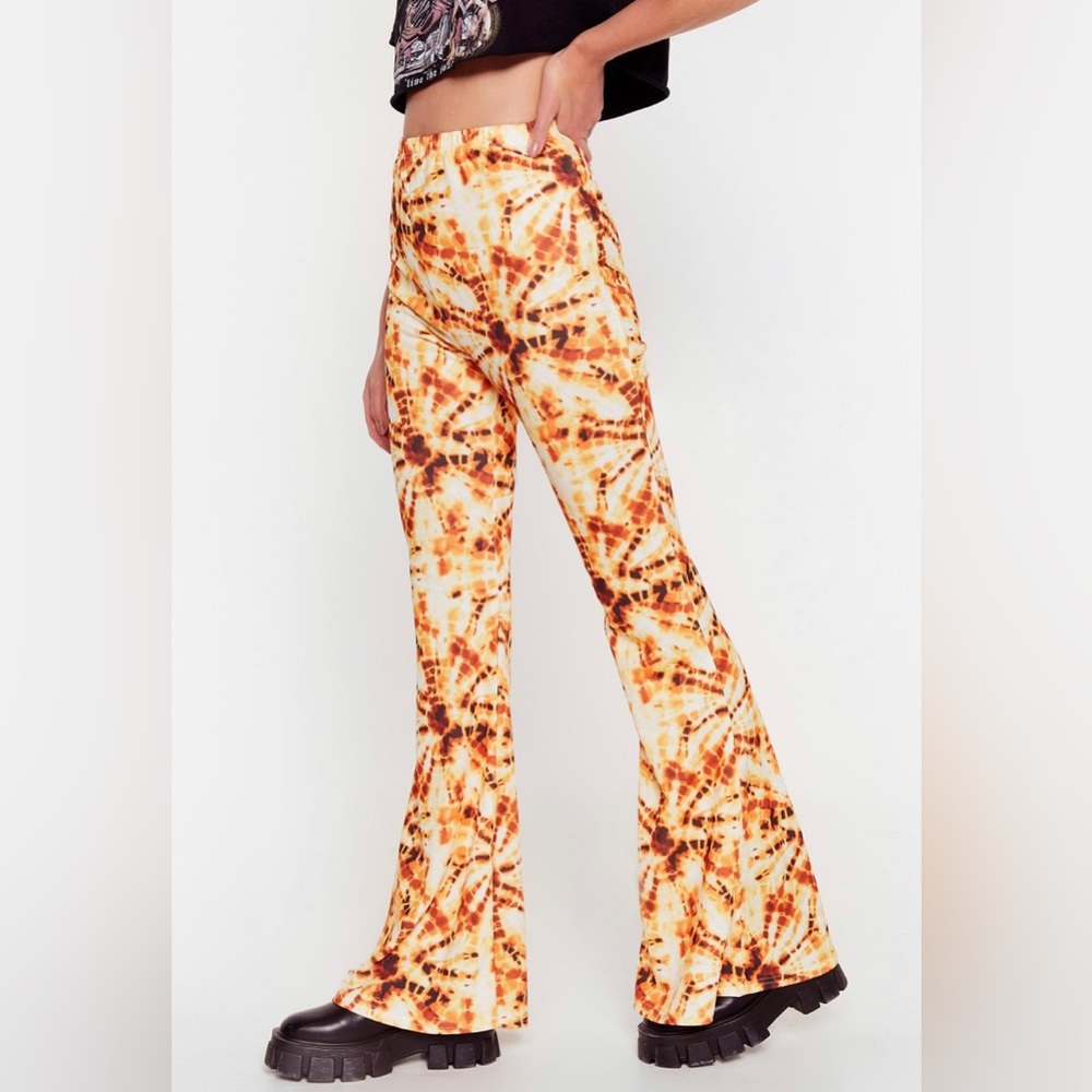 Nasty Gal orange Tye dye bell bottoms